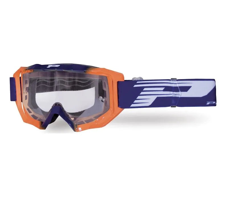 PROGRIP Goggle 3200-272 TR - Blue/Fluo Orange, Transparent Lens