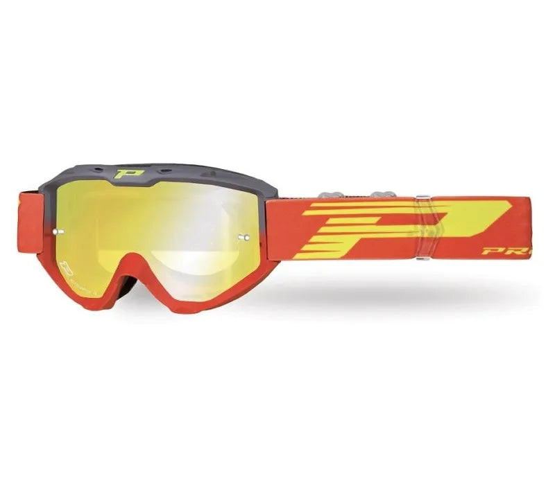 PROGRIP Maschera 3450-288 FL - Grigio/Rosso, Lente a Specchio