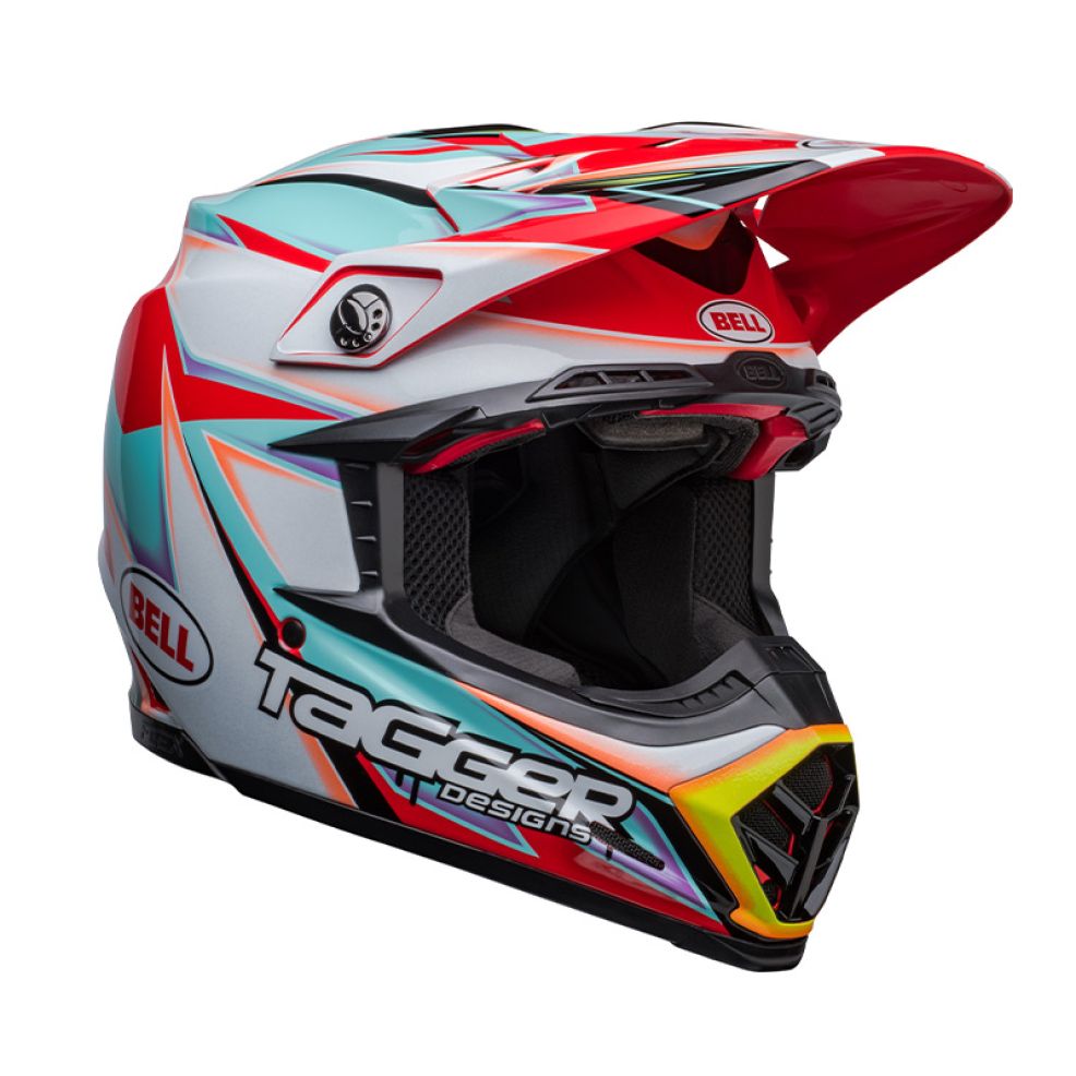 CASCO BELL MOTO-9S FLEX 2023 TAGGER EDGE BIANCO/AQUA ECE 06