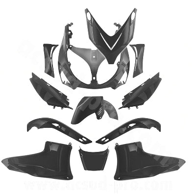 TNT KIT CARENE 12 PEZZI CARENA YAMAHA TMAX T-MAX 500 2001-07 NERO NEUTRO , CARENA VERSIONE SPORT