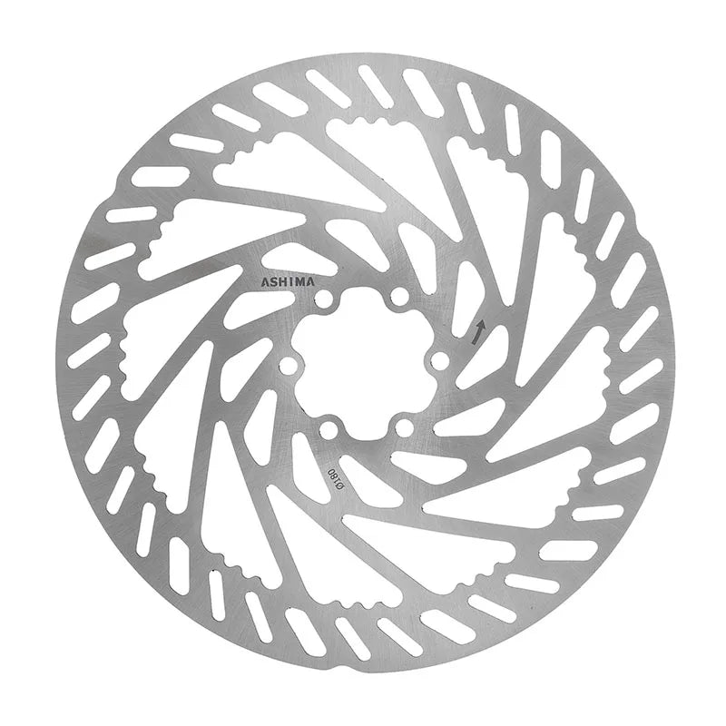 ASHIMA Disco Freno ARO-27 180mm x 2mm per E-Bike Argento - Attacco 6 Fori