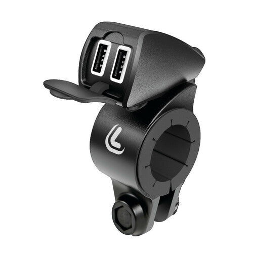 LAMPA Usb-Fix Trek, doppio caricatore usb resistente all’acqua, fissaggio a manubrio - Ultra Fast Charge - 5400 mA - 12/24V