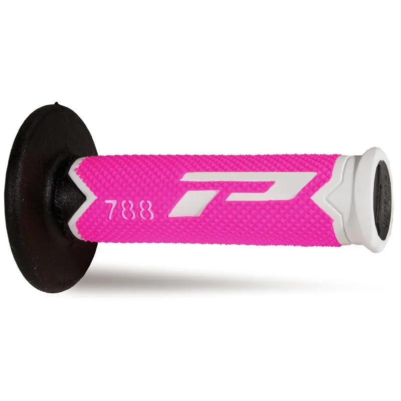 PROGRIP Mx Grips 788-302 - Triple Density - White/Fuchsia/Black Without Hole