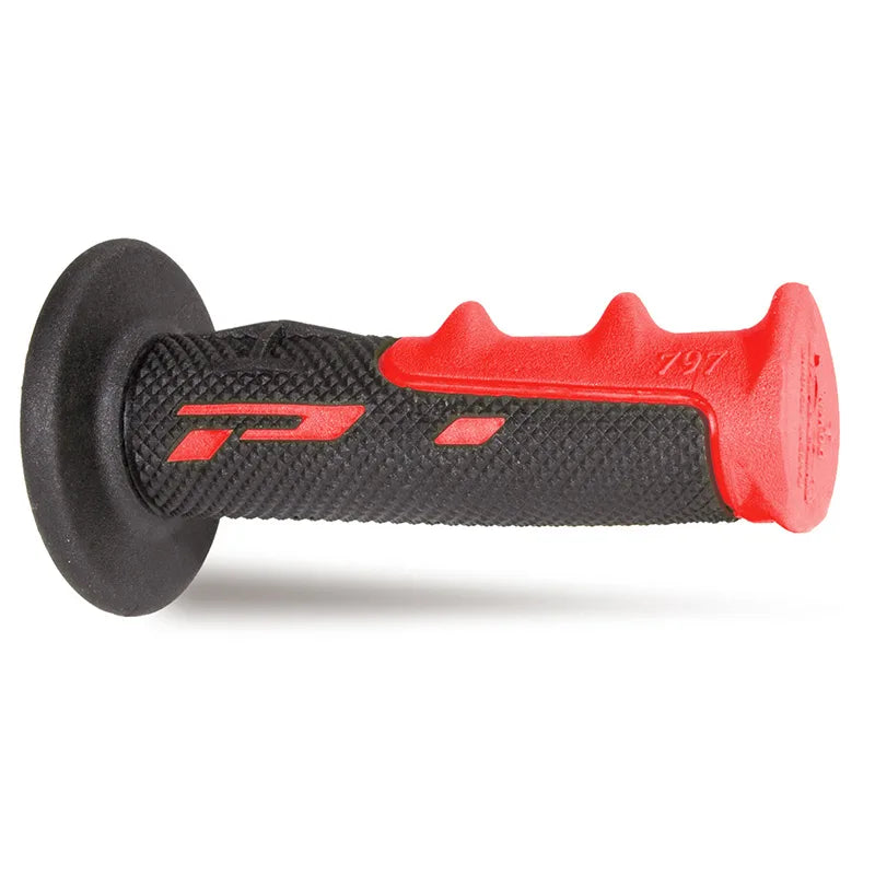 PROGRIP Manopole Mx 797-149 - Doppia Densità - Rosso/Nero Senza Foro