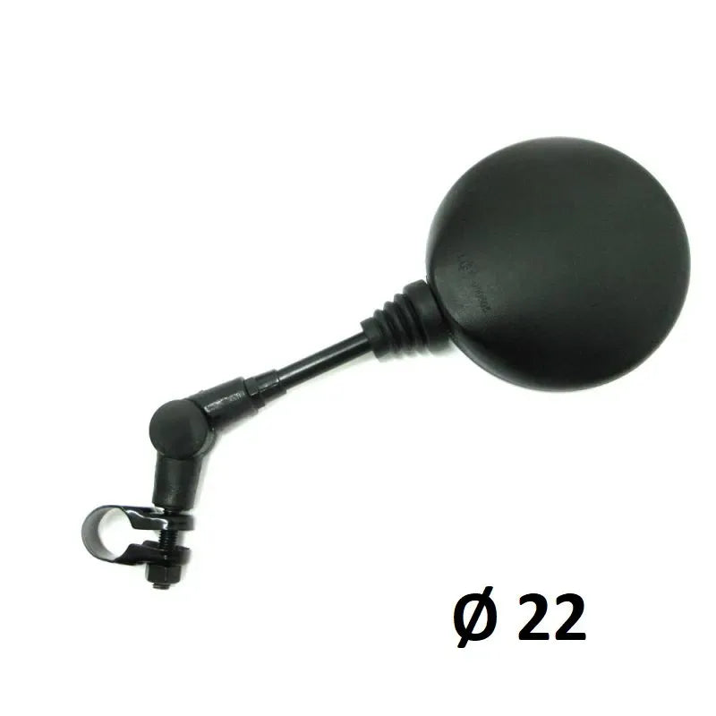 BCR Specchio Universale Sinistro/Destro Tondo con Morsetto - Nero