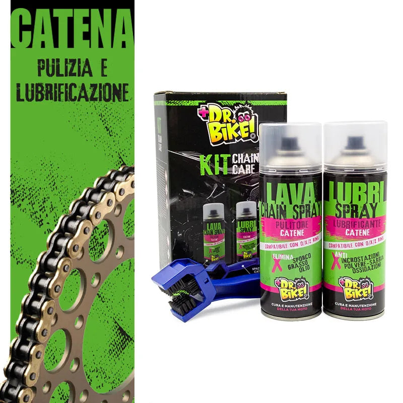 DR.BIKE CATENA - Kit manutenzione catena CHAIN CARE - 3 prodotti in 1