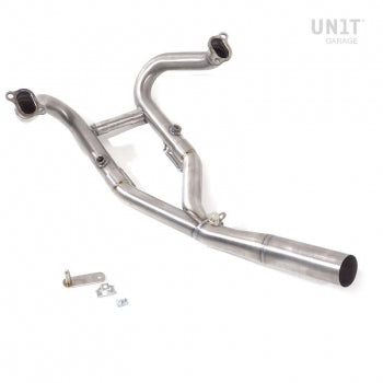 UNIT GARAGE MUFFLER MANIFOLD WITHOUT LC CATALYST IN TITANIUM WITH VISIBLE WELDING