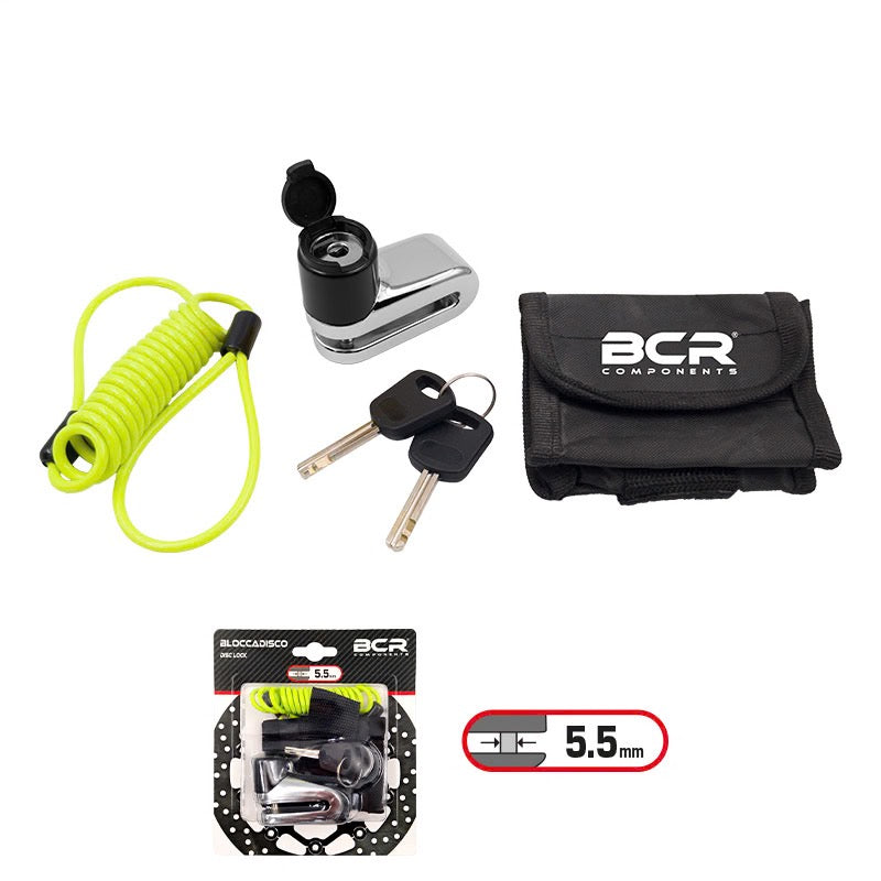 BCR Bloccadisco Ø 5.5mm - 2 Chiavi Piatte, Cavo Reminder e Borsa