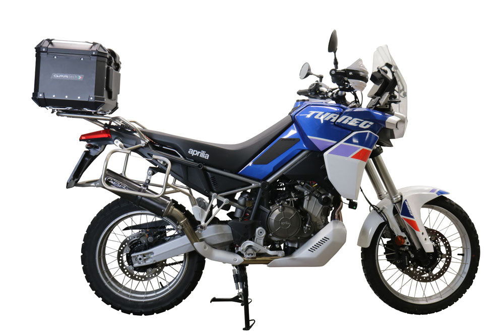 BAULETTO GPR TECH TUAREG 660 2021/2023 E5 TOP CASE ALPI-TECH 35 LT. BLACK BAULETTO TOP CASE IN ALLUMINIO, COLORE NERO CON PIASTRA SPECIFICA