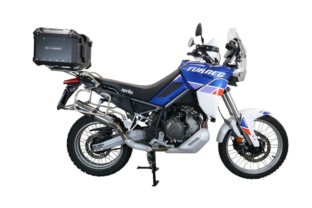 BAULETTO GPR TECH TUAREG 660 2021/2023 E5 TOP CASE ALPI-TECH 55 LT BLACK BAULETTO TOP CASE IN ALLUMINIO, COLORE NERO CON PIASTRA SPECIFICA