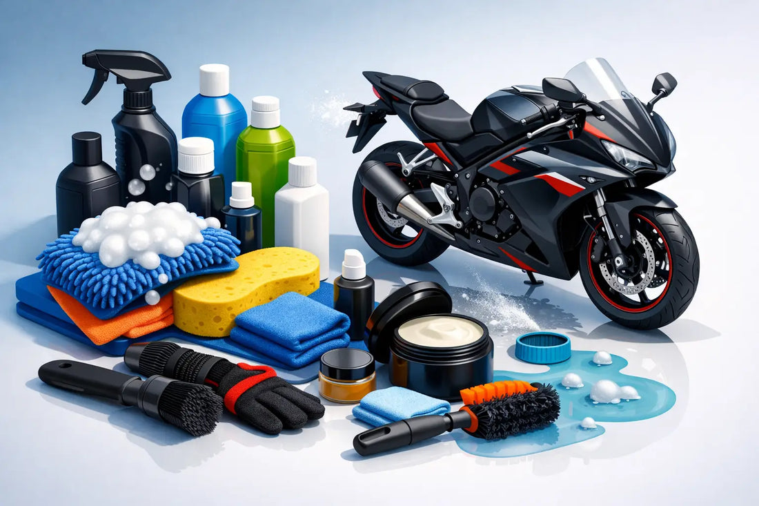 Kit pulizia moto completo per cura e protezione