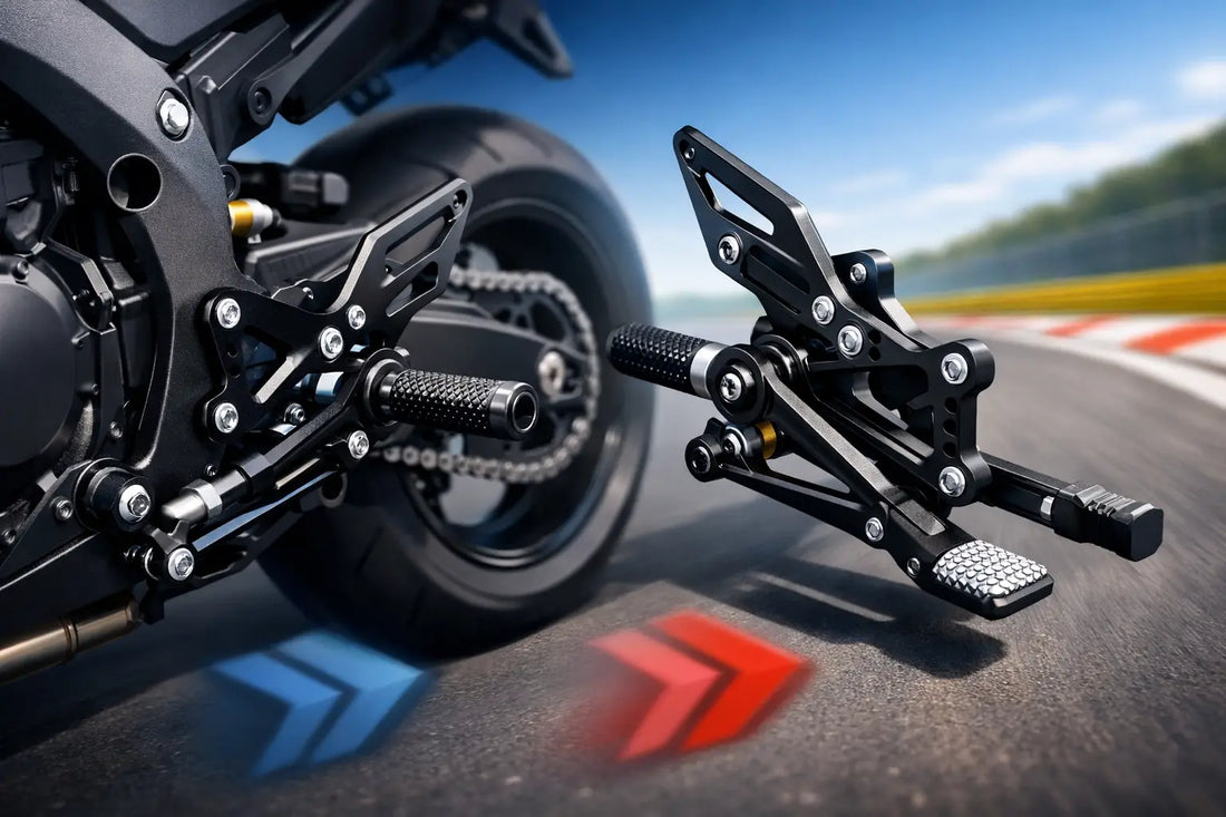 Pedane arretrate moto per guida più precisa