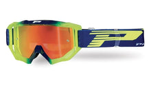 PROGRIP Maschera 3200-336 FL - Blu Navy/Giallo Fluo, Lente a Specchio