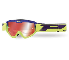 PROGRIP Maschera 3450-264 FL - Blu Elettrico/Giallo Fluo, Lente a Specchio