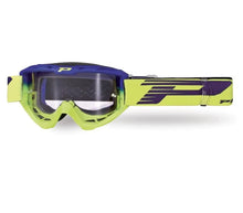PROGRIP Maschera 3450-264 TR - Blu Elettrico/Giallo Fluo, Lente Trasparente