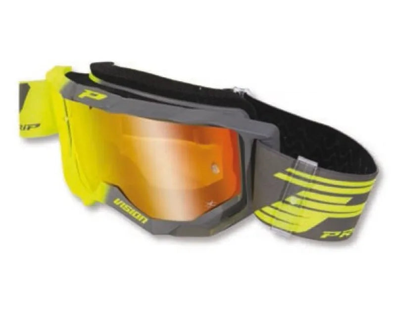 PROGRIP Maschera 3300-347 FL - Giallo Fl/Grigio, Lente Multistrato a Specchio