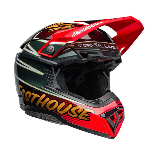 CASCO BELL MOTO-10 SPHERICAL 2024 FASTHOUSE DITD ROSSO/ORO ECE 06