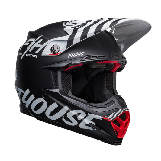 CASCO BELL MOTO-9S FLEX 2023 FASTHOUSE FLEX CREW NERO/BIANCO OPACO ECE 06