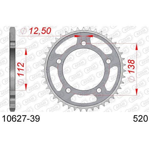 AFAM - CORONA ACCIAIO HONDA PASSO 530 39 DENTI