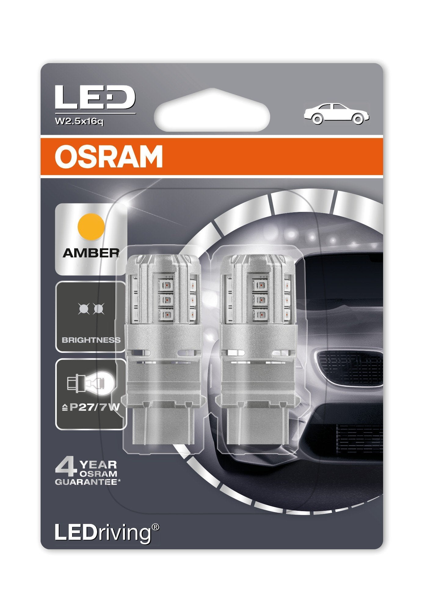 OSRAM LEDRIVING RETROFIT P27/W W2,5X16Q AMBER CONFEZIONE DA 2