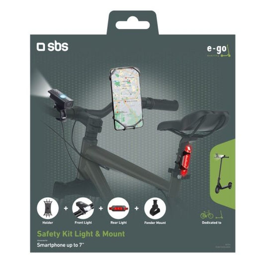 SBS Kit luci e supporto per smartphone da manubrio