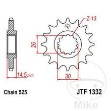JT PIGNONE 14 DENTI PASSO 525 INNESTO PICCOLO - DIAM.INT. 26/30 - Race Moto Shop