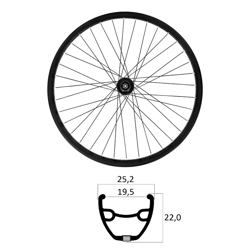 MVTEK Ruota Anteriore 27,5" E-BIKE TLR Freni a Disco 6 Fori - Raggi: 2,3mm