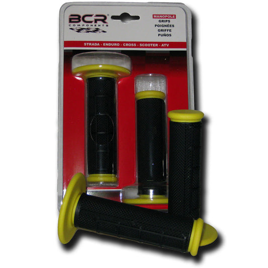 BCR Grips (Pair) CROSS-ENDURO HALF WAFFLE - 120mm, Black/Yellow 