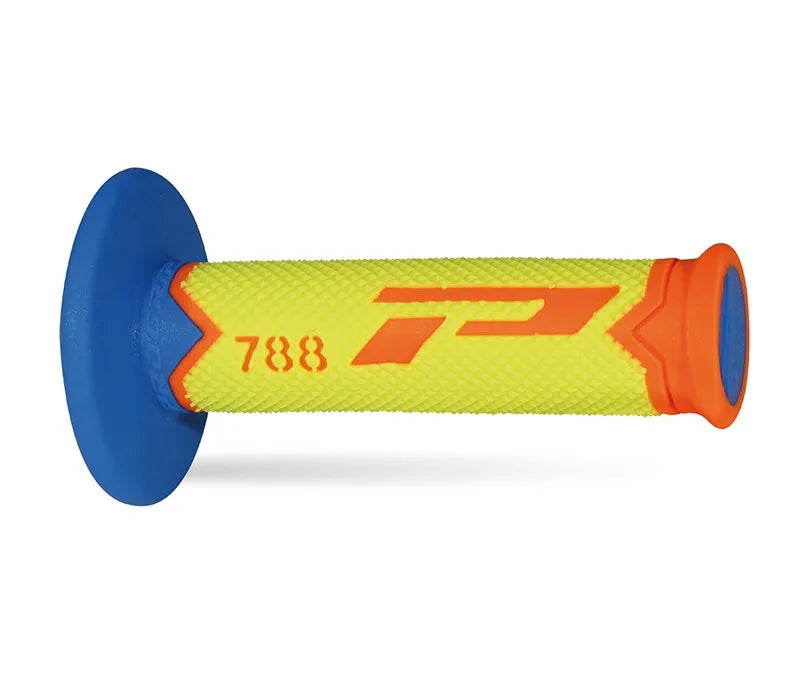 PROGRIP Manopole Mx 788-280 - Tripla Densità - Arancio/Giallo/Azz. Senza Foro