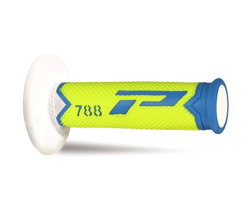 PROGRIP Manopole Mx 788-278 - Tripla Densità - Azz./Giallo/Bianco Senza Foro