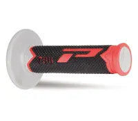 PROGRIP Manopole Mx 788-220 - Tripla Densità - Rosso/Nero/Grigio Senza Foro