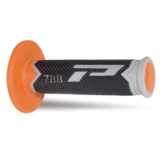 PROGRIP Manopole Mx 788-211 - Tripla Densità - Grigio/Nero/Arancio Senza Foro