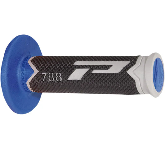 PROGRIP Manopole Mx 788-215 - Tripla Densità - Grigio/Nero/Azzurro Senza Foro