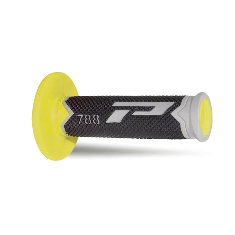 PROGRIP Manopole Mx 788-210 - Tripla Densità - Grigio/Nero/Giallo Senza Foro