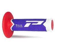 PROGRIP Manopole Mx 788-227 - Tripla Densità - Bianco/Blu/Rosso Senza Foro