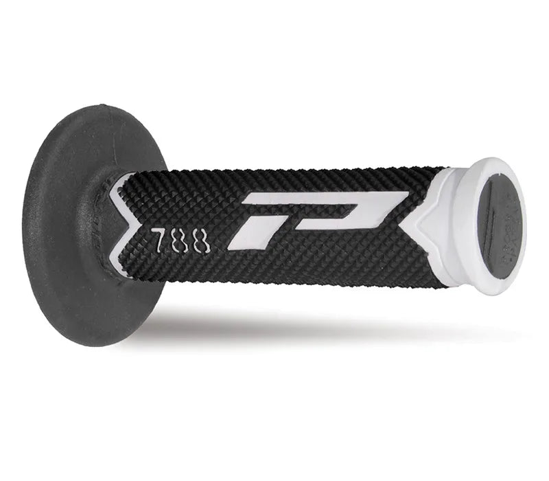 PROGRIP Manopole Mx 788-218 - Tripla Densità - Bianco/Nero/Titanio Senza Foro