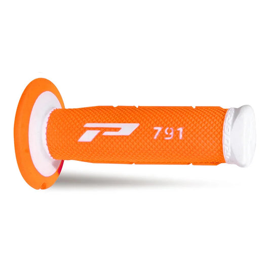 PROGRIP Manopole Mx 791-242 - Doppia Densità - Bianco/Arancio Fluo Senza Foro