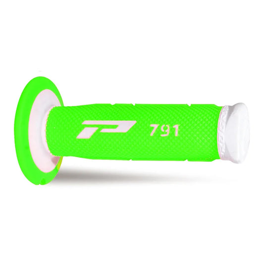 PROGRIP Manopole Mx 791-241 - Doppia Densità - Bianco/Verde Fluo Senza Foro