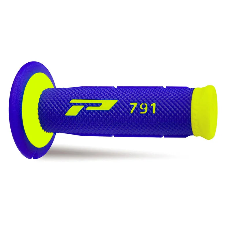 PROGRIP Manopole Mx 791-252 - Doppia Densità - Giallo Fluo/Blu Senza Foro