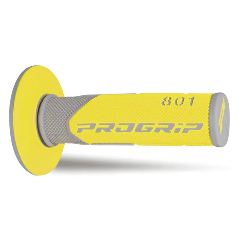 PROGRIP Manopole Mx 801-289 - Doppia Densità - Grigio/Giallo Senza Foro