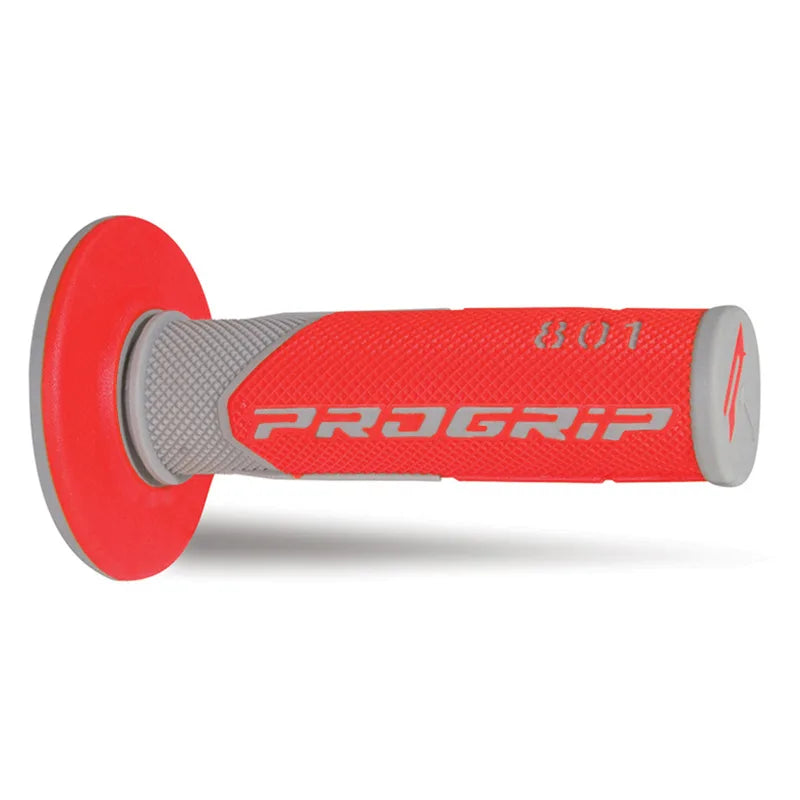 PROGRIP Manopole Mx 801-288 - Doppia Densità - Grigio/Rosso Senza Foro