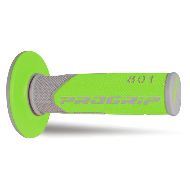 PROGRIP Manopole Mx 801-290 - Doppia Densità - Grigio/Verde Senza Foro