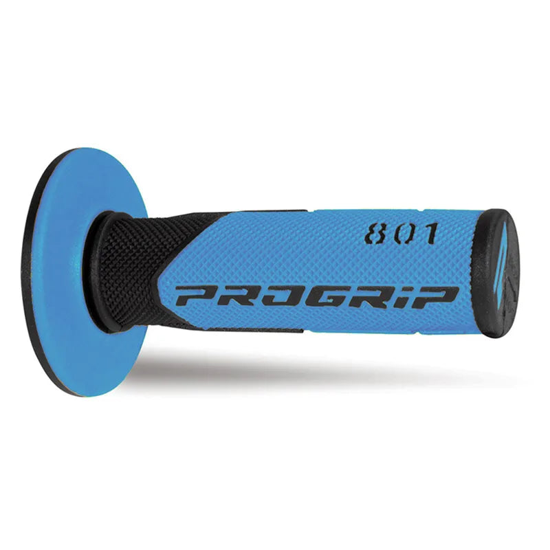 PROGRIP Manopole Mx 801-286 - Doppia Densità - Nero/Azzurro Senza Foro