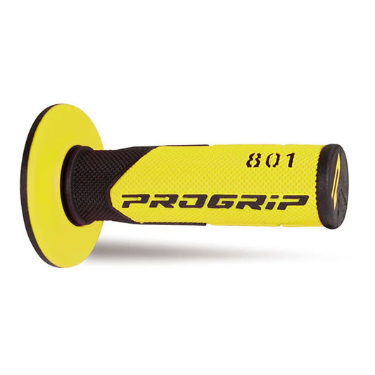 PROGRIP Manopole Mx 801-142 - Doppia Densità - Nero/Giallo Senza Foro