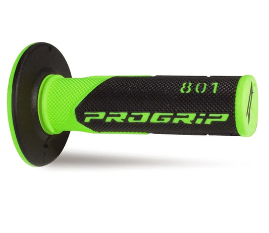 PROGRIP Manopole Mx 801-295 - Doppia Densità - Verde Fluo/Nero Senza Foro