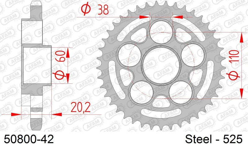 Corona AFAM 50800-42 in acc. passo 525