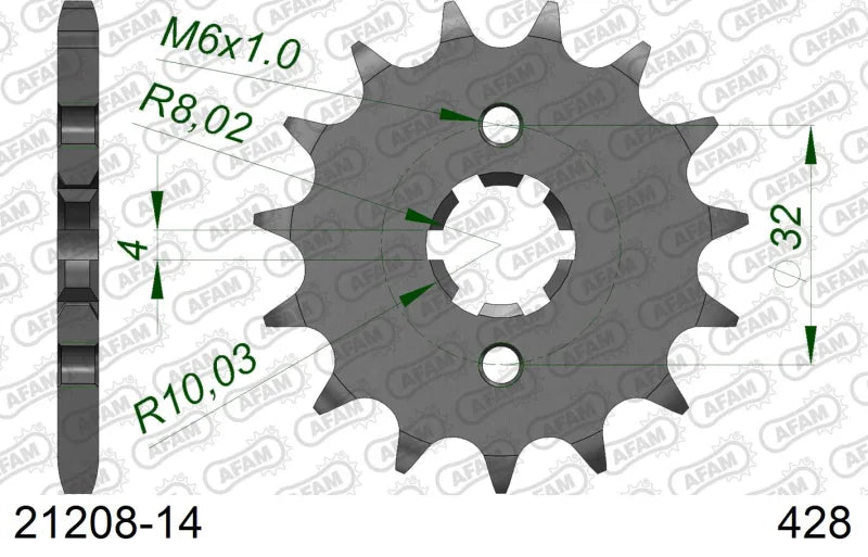 AFAM 21208-14 pinion 428 pitch