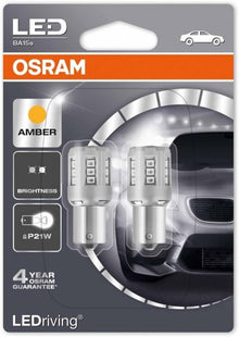 OSRAM LED P21W 382 BA15 AMBER CONFEZIONE DA 2