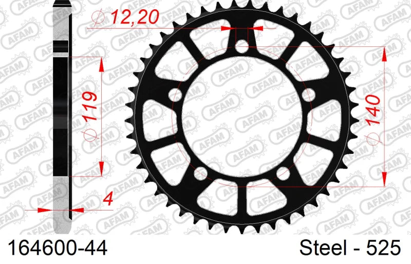 Corona AFAM 164600-44 in Acciaio Passo 525