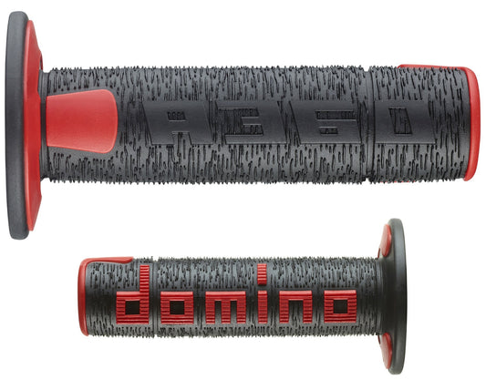 DOMINO PAIR OF BLACK/RED OFF-ROAD GRIPS 